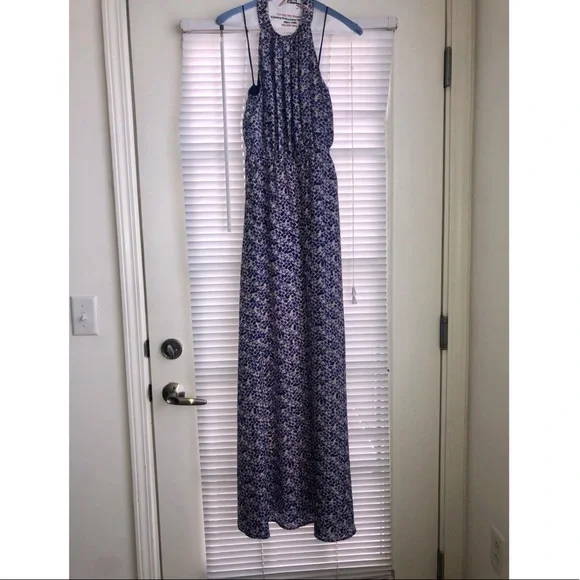 Jessica Simpson Halter Maxi Dress - Blue Floral Print